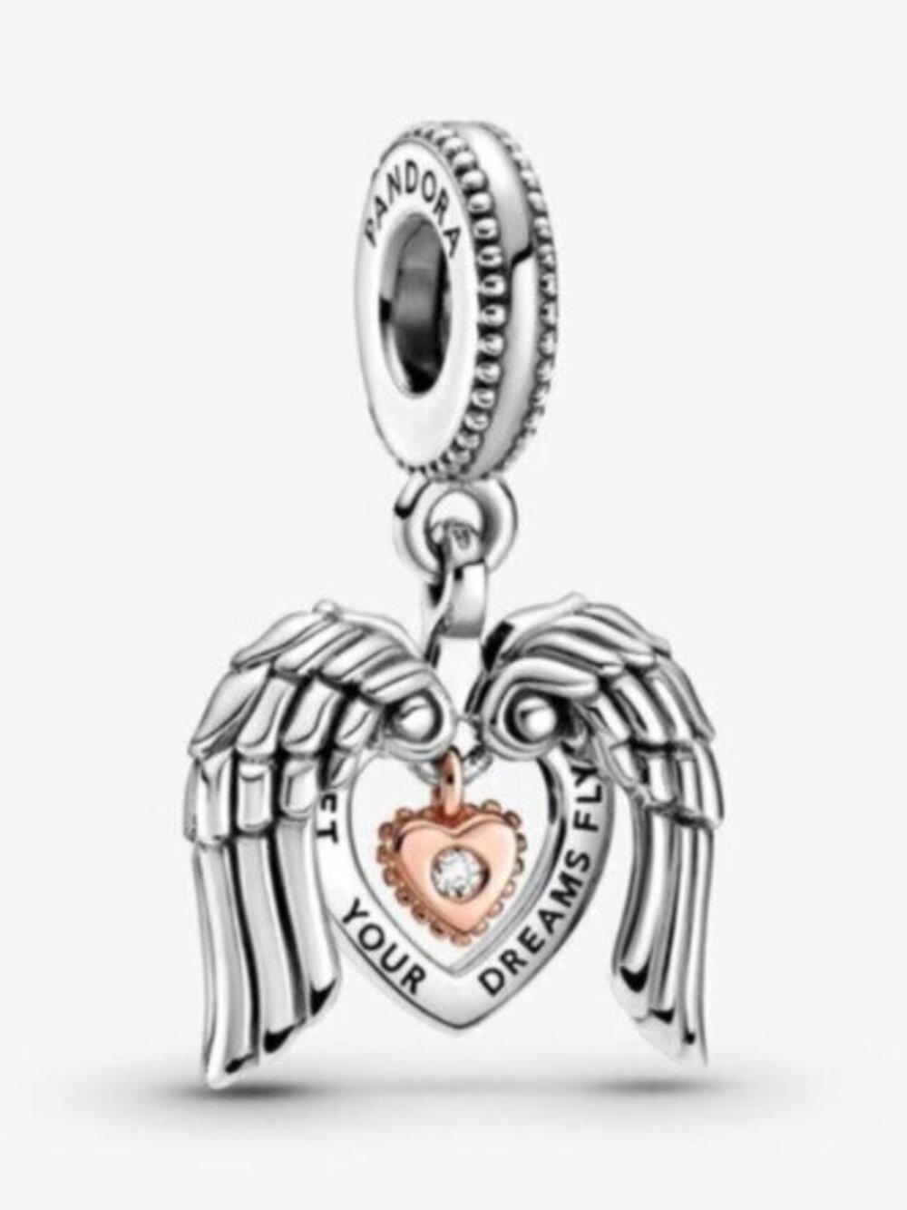 Pandora Club 2021 Angel Wings & Heart Dangle Charm